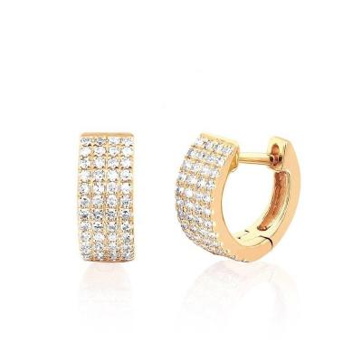 China New Design TRENDY Jewelry 18k Gold 14k Gold Plated Full Brass Pave Diamond CZ Huggie Circle Earring Women for sale