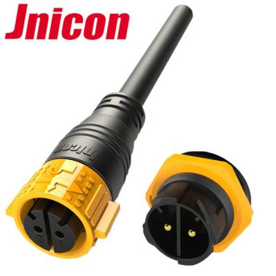 China Jnicon M25 2 Pin 40A Waterproof Power Connector, M25 IP67 Bulkhead Power Connector for sale