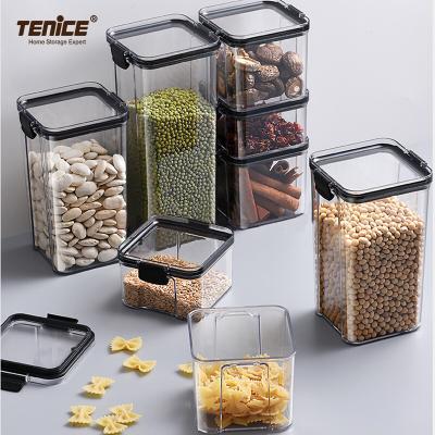 China Freshness Preservation 460-1800ml Airtight Seal Clear Storage Box Plastic Food Organizer Container With Lid Tenice Kitchen Organization Sets for sale