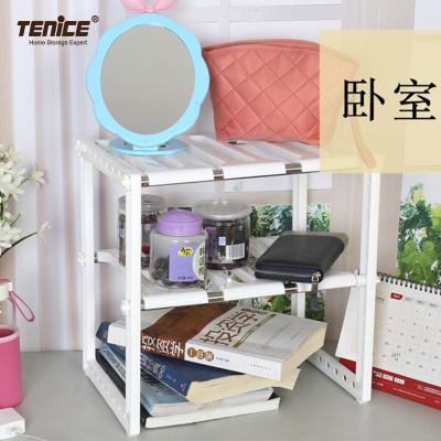 China Tenice 2 Tier Spice Storage Rack Multifunctional Expandable Adjustable Plastic Shelf Stored for sale