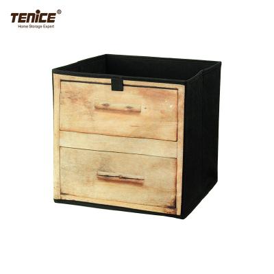 China Tenice Cloth Folding Makeup Organizer Heavy Duty Square Fabric Storage Cube Bix Box for sale