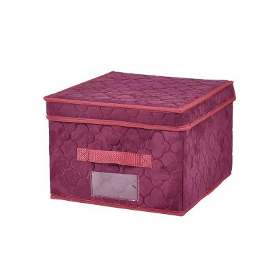 China W28xD32xH20cm Durable Custom Made Outdoor Suede Fabric Nonwoven Fabric Quilting Storage Box for sale