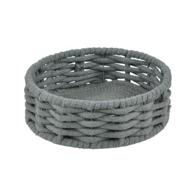 China Nordic Classics Sustainable Handmade Cotton Rope Storage Basket For Clothes Metal Sustainable 30x10cm Fabric for sale