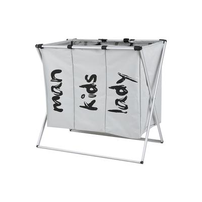 China Tenice Modern Portable Silicon Laundry Hamper Folding 3 Compartment for sale