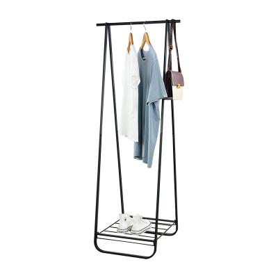 China (Others) adjustable modern clothes rack standing coat hanger and shoe storage buy online multifunctional one shape portable clothing black metal iron for sale