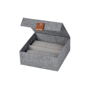 China Custom Made Eco-friendly Modern Fabric Jewelry Packaging Storage Box Holder With Logo For Ring And Necklace for sale