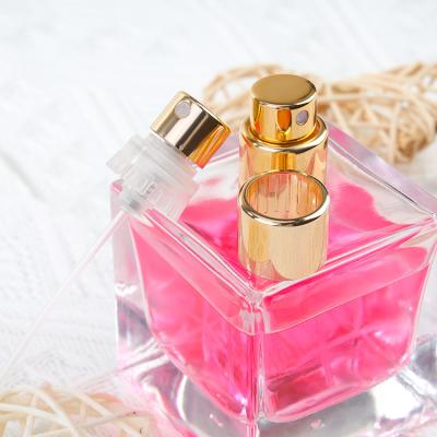 China Non Spill 15mm Shiny Gold Anodizing Crimpless Perfume Mist Spray Pump With Collar for sale