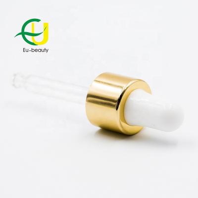 China Non Spill Netting 20/410 Shiny Gold Aluminum Dropper With Glass Pipette for sale