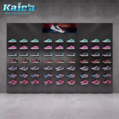 China Modern Custom Retail Wall Mounted Metal Sneaker Shoe Wall Display Shoe Display Stand for sale