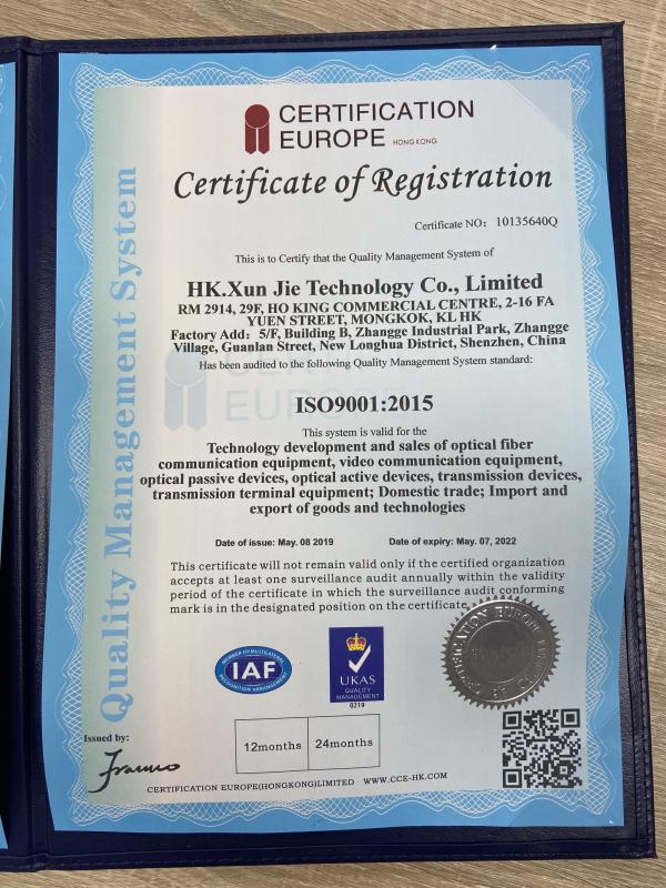 ISO9001 - Shenzhen Xunjie Telecom Technology Co., Ltd.