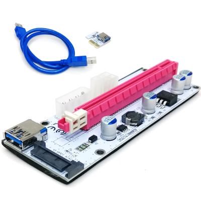 China Metal USB 3.0 slot 008s riser 6 pin sata 15 pin molex 4 pin interfaces Ver 008s riser cards with 4 slot PCI-E 008s card d 'USB 3.0 Metal Capacitors for sale