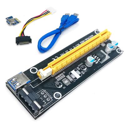 China PC 006 Riser 4 Pin Gold Plated USB PCIE x1 to Cable 3 x16 USB 3.0 Sata 15 Pin Power Cable 006 Riser Card for sale