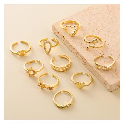 China Peggy Wholesale Original Cutout Brass Ring Gold Plated Jewelry Fashion Diamond Jewelry Accessories Women Fine Jewelry Romantic Ring for sale