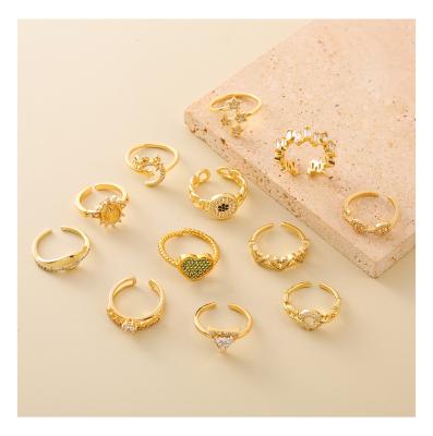 China Fashion Jewelry Brass Ring Ring Gold-Plated Jewelry Flowers Simple Romantic Design from Peggy Factory Wholesale Handmade Original for sale