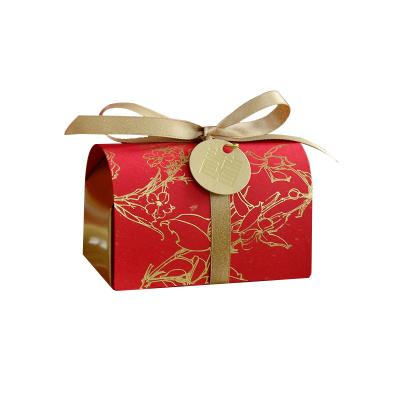 China Recyclable Wholesale Custom Printed Multi Color Paper Gift Package Box With Ribbon Wedding Candy Boxes for sale