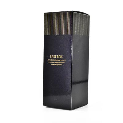 China Recyclable Wholesale Custom Printed Perfume Box Black Box Speaker Packaging Cosmetic Box With Gold Stamping for sale