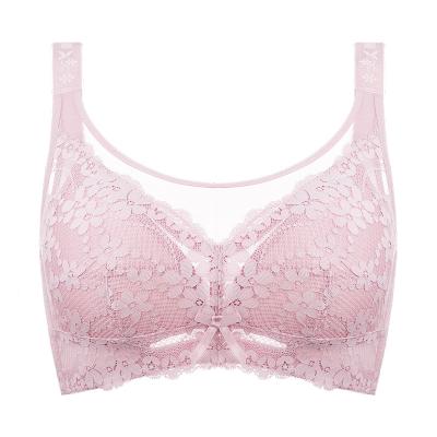 China Women Breathable Underwear Large Size Thin Cup Full Coverage Plus Large Breast Lace Push Up Bra for sale