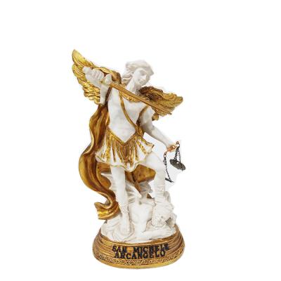 China Custom Resin White Religious St Michael Statue From Europe Mini The Archangel for sale