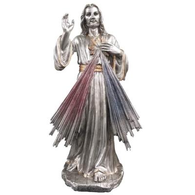 China Europe Divine Mercy Statue in Pewter Finish with Gold Trim Jesus Statue Resin for sale