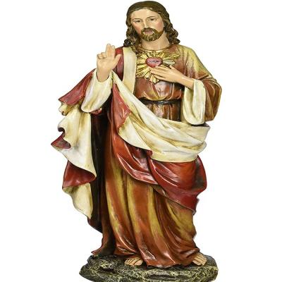 China Heart of Europe Polyresin Roman Collection Tall Figurine Sacred of Jesus Statue Hand Paint for sale