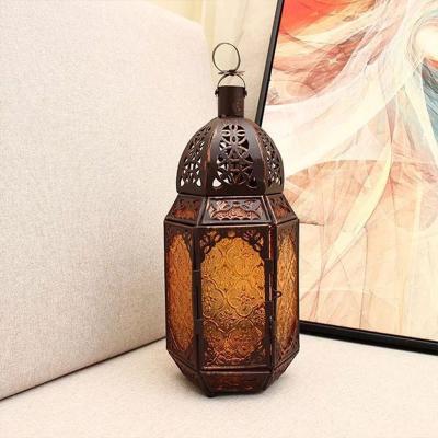 China Novelty Eco-friendly Moroccan Bronze Gift Light Wind Iron Home Decoration Candle Holder for sale