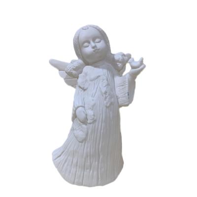 China Little Angel and Robin Ceramic Garden Statue Europe Angel Figurine for sale