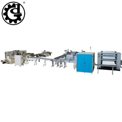 China Factory Automatic Plastic Bag Embossing Facial Tissue Folding Machine Production Line for sale