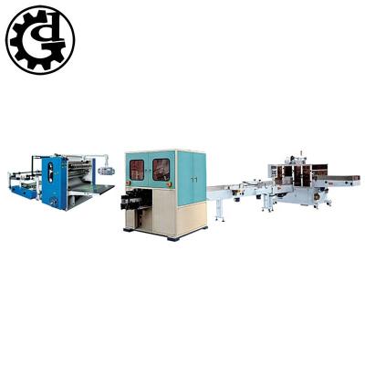 China Factory Automatic Log Saw Cutter Stamper Folding Facial Tissue Plastic Bag Production Line Price for sale