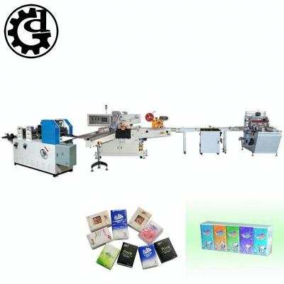 China Automatic Folding Unit Production Line Pouch Tissue Folding Handkerchief Products Packing Embossing Paper Machine for sale