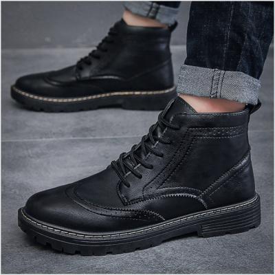 China Steel Toe 2022 Autumn And Winter New Men's Boots Fashion High Top Business Leather Boots Leisure Flat Bottom Martin Boots for sale