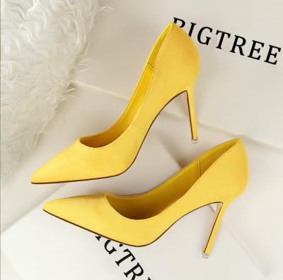 China 2022 fashion trend Korean minimalist shallow stiletto heel suede fashion sexy women picks shoes for sale