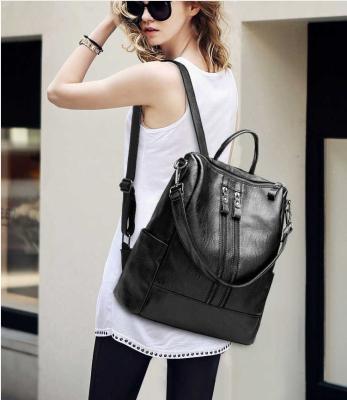 China 2021 New Soft Leather Backpack Korean Fashion School Bag Waterproof Versatile Women Backpack HY for sale