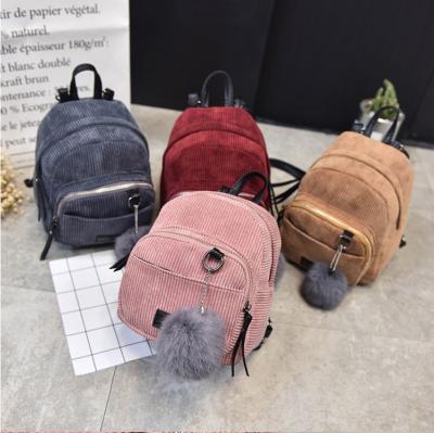 China 2021 Corduroy Solid Color Casual Soft Simple Retro Waterproof Backpack For Girls for sale