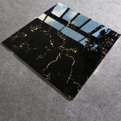 China Modern black with gold floor and wall design polished porcelain marble tile interior glazed texture for sale