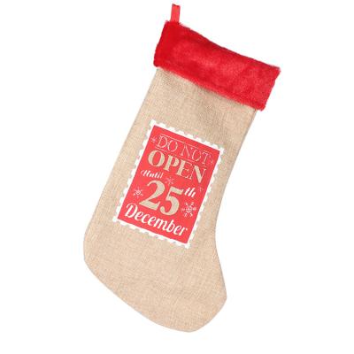 China Festival Decoration / Custom Gift Wrapping Printed Cheap Festival Decoration Christmas Gift Socks Jute Stocking Bag for sale