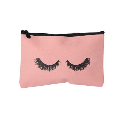 China Fashion New Korean Fashion Cheap Custom Print Korean Design Reusable Cotton Canvas Portable Makeup Zipper Cosmetic Bag for sale