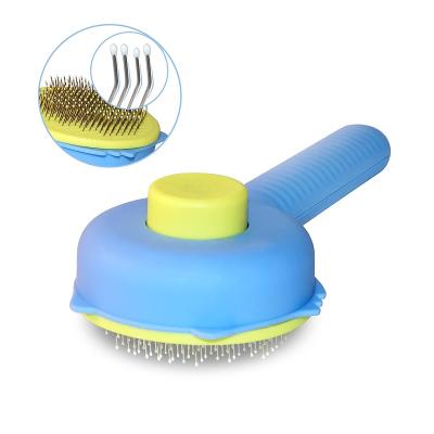 China Wholesale Pet Cats Factory Pet Brush Self Cleaning Brush for Cats and Dogs gently removes loose undercoat. (Blue Cat) for sale