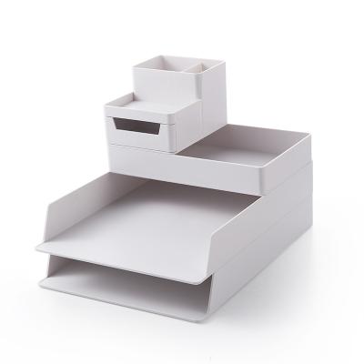 China Workable Desktop Can Pull A4 File Storage Box Drawer Stationery Desktop Plastic Shelf for sale