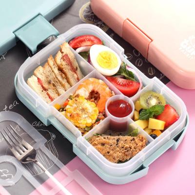 China Cutlery 100% Food Grade Food Container Safe Plastic Sustainable Wheat School Bento Lunch Box for sale