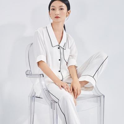 China Best Quality Women Sleepwear Supplier Breathable Satin Pajamas Women Long Sleeve Set Cami-Modal Collar Lingerie Pajamas for sale