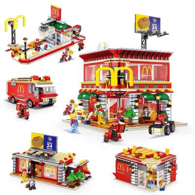 China Toy China Wholesale SEMBO Mconald's Store 4 in 1 Building Blocks Street View Model Kits 1729pc Plastic Brick Kids Toys Gift for sale