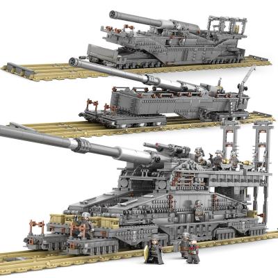 China Toy China Wholesale Gustav Soviet Large Train Gun Railw Building Blocks Germany Dora Toy Model Set Building Blocks Heavy Military Train Gun for sale