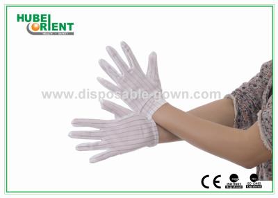 China Guantes de seguridad ESD de nylon blanco Guantes desechables con cinta conductiva en venta