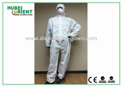 China Type 5/6 Eenmalige overalls met motorkap, spatsbestendige SMS chemische overalls Te koop