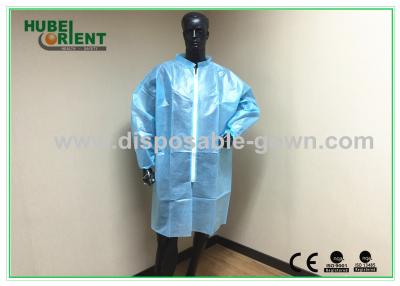 China Blue Water Resistance Disposable Long Sleeve Lab Coat With Comfortable Feeling For Factory Use for sale