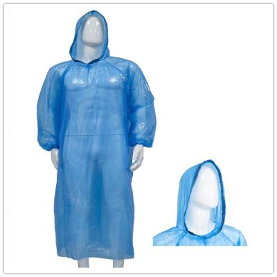 Chine Imperméable en plastique de PE jetable imperméable avec le poncho à capuchon de PE de Hood Blue /White à vendre