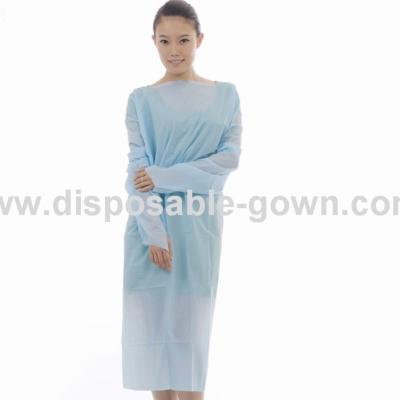 China Hospital Long Sleeve Disposable CPE Gown With Thumb Cuff for sale