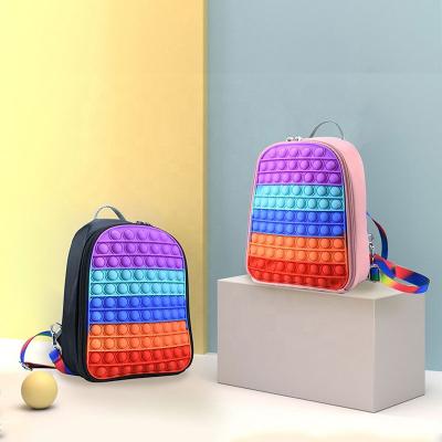 China With Bubble Popit On HOT Children School Front Silicone Bubble Push Amazon Rainbow Busty Person School Bag Backpacks Schoolbags for sale