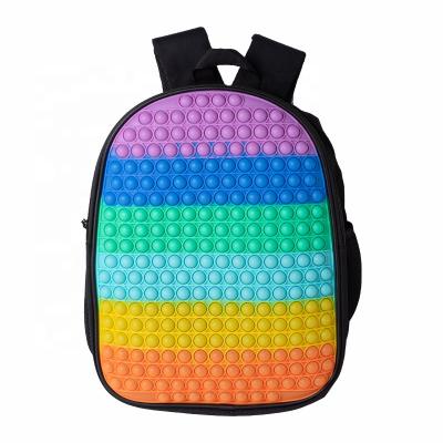 China Wiggle Sensory Toys Backpack Amazon Halloween Christmas Gift Backpack Bubble Silicone Hot Push Toys Puzzle Board Game Snap School Bag for sale