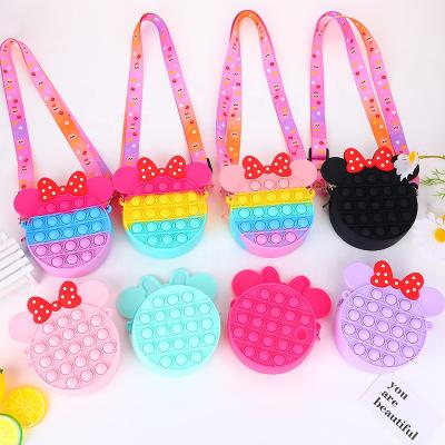 China Wiggle Sensory Toys Bag Mini Cartoon Girl Wallet Silicone Cute Mickey Mouse Minnie Crossbody Card Phone Bags Kids Mini Coin Purse Pouch for sale